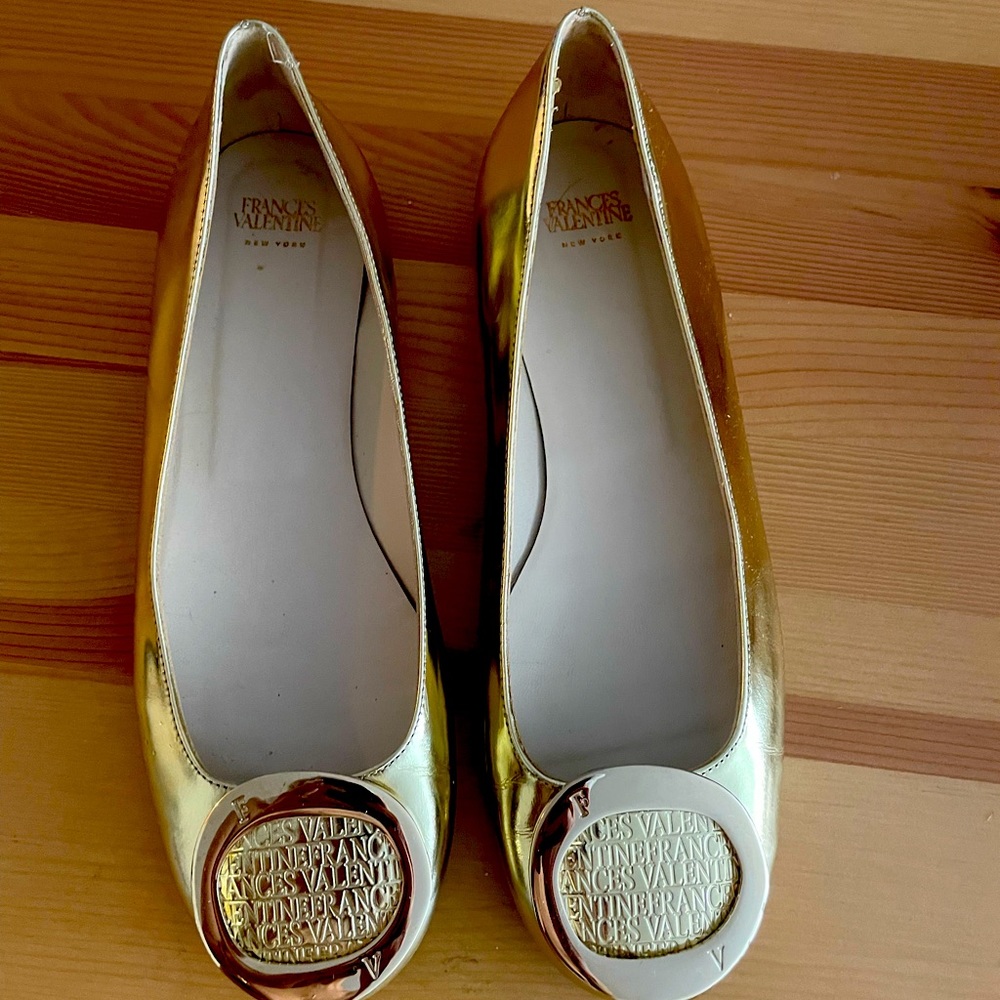 Frances Valentine patent leather gold flats! Almost new and barely worn